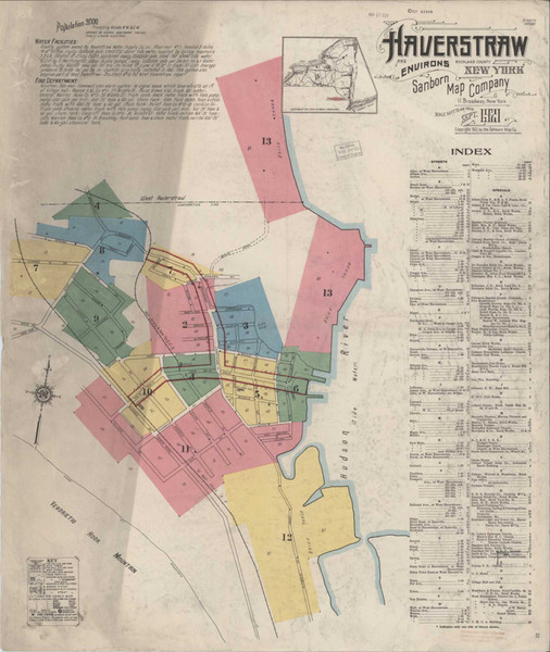 Haverstraw New York 1921 - Fire Insurance Index - Old Map Reprint