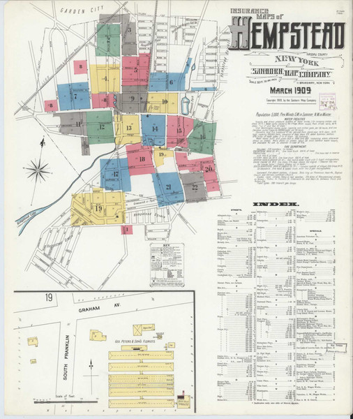 Hempstead New York 1909 - Fire Insurance Index - Old Map Reprint