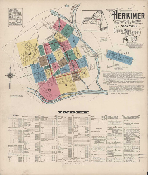 Herkimer New York 1923 - Fire Insurance Index - Old Map Reprint
