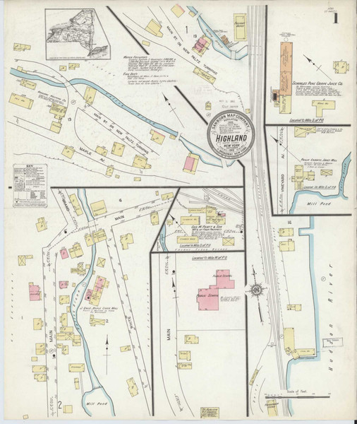 Highland New York 1912 - Fire Insurance Index - Old Map Reprint