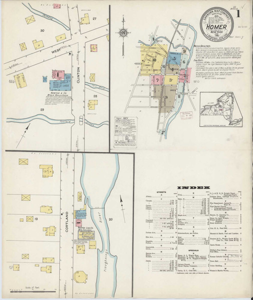 Homer New York 1915 - Fire Insurance Index - Old Map Reprint