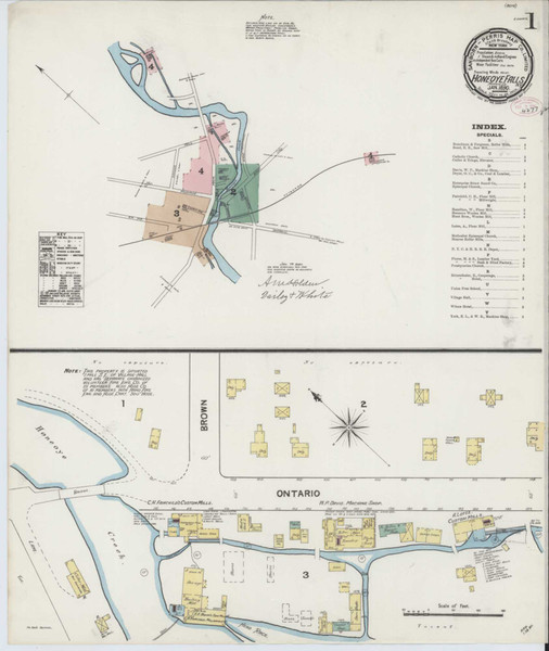 Honeoye Falls New York 1890 - Fire Insurance Index - Old Map Reprint