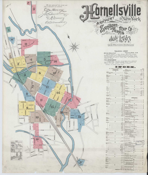 Hornell New York 1893 - Fire Insurance Index - Old Map Reprint