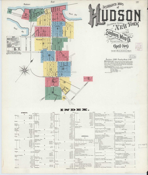 Hudson New York 1903 - Fire Insurance Index - Old Map Reprint