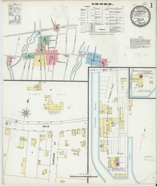 Islip New York 1897 - Fire Insurance Index - Old Map Reprint