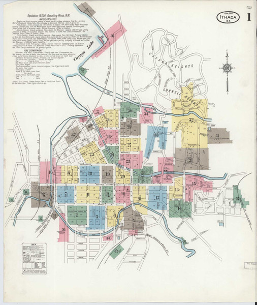 Ithaca New York 1910 - Fire Insurance Index - Old Map Reprint