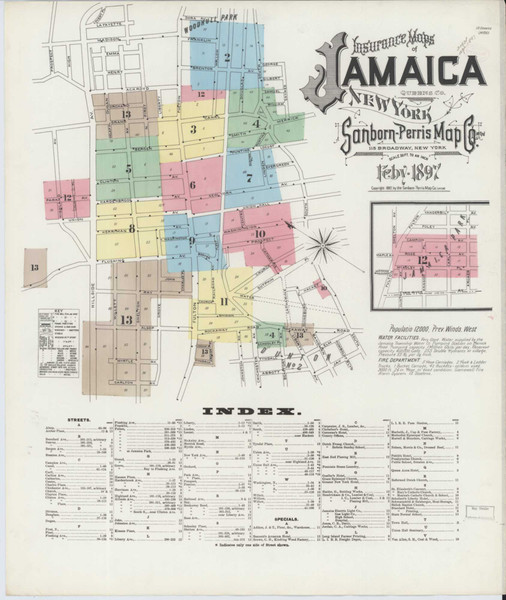 Jamaica New York 1897 - Fire Insurance Index - Old Map Reprint