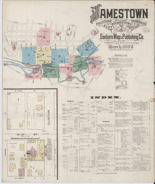 Jamestown New York 1886 - Fire Insurance Index - Old Map Reprint