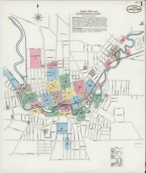 Jamestown New York 1896 - Fire Insurance Index - Old Map Reprint