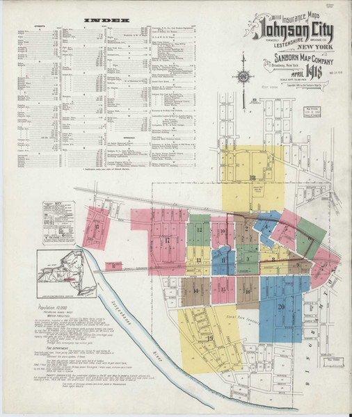 Johnson City New York 1918 - Fire Insurance Index - Old Map Reprint