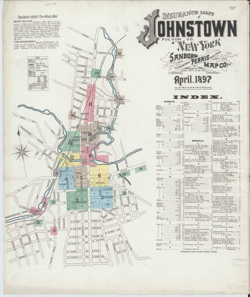 Johnstown New York 1897 - Fire Insurance Index - Old Map Reprint