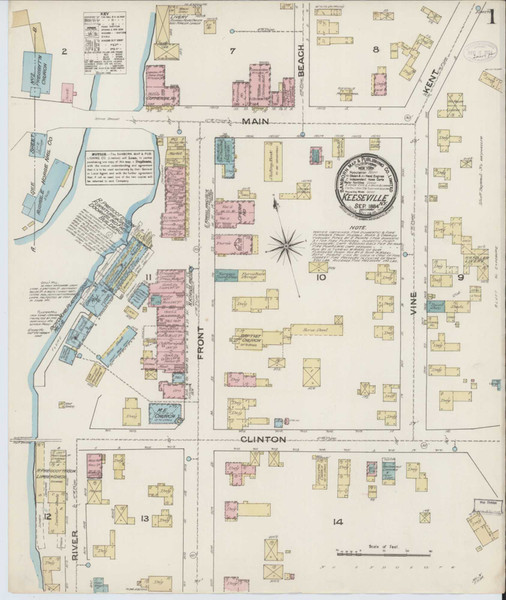 Keeseville New York 1884 - Fire Insurance Index - Old Map Reprint