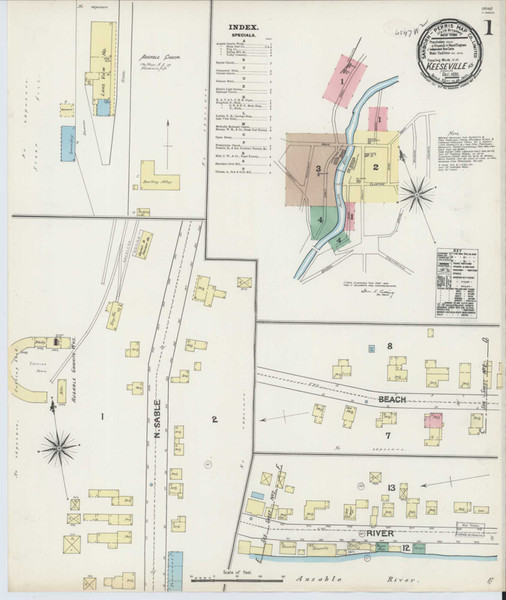 Keeseville New York 1890 - Fire Insurance Index - Old Map Reprint