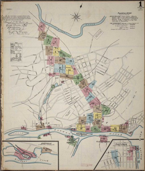 Kingston New York 1887 - Fire Insurance Index - Old Map Reprint