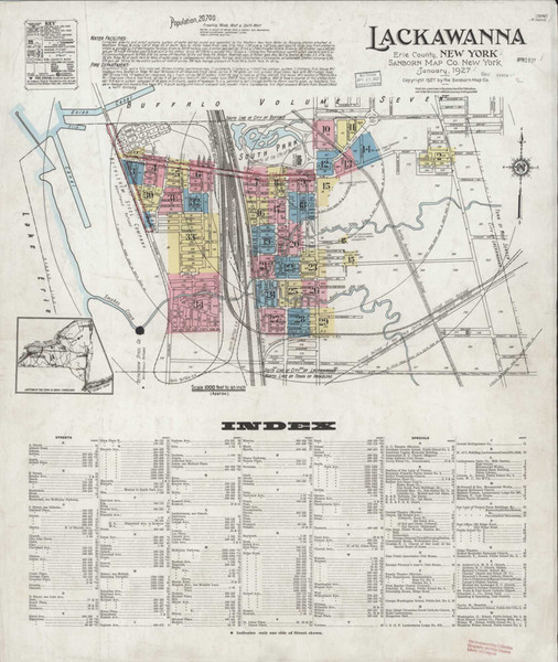 Lackawanna New York 1927 - Fire Insurance Index - Old Map Reprint