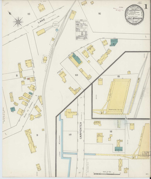 Lake Mahopac New York 1893 - Fire Insurance Index - Old Map Reprint