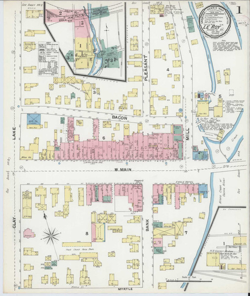 Le Roy New York 1892 - Fire Insurance Index - Old Map Reprint