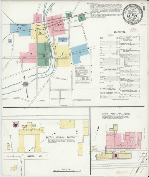 Le Roy New York 1910 - Fire Insurance Index - Old Map Reprint