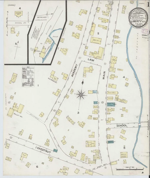 Liberty New York 1887 - Fire Insurance Index - Old Map Reprint