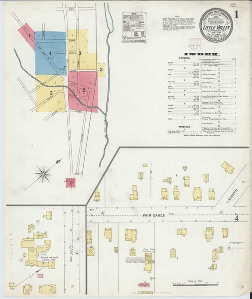 Little Valley New York 1905 - Fire Insurance Index - Old Map Reprint