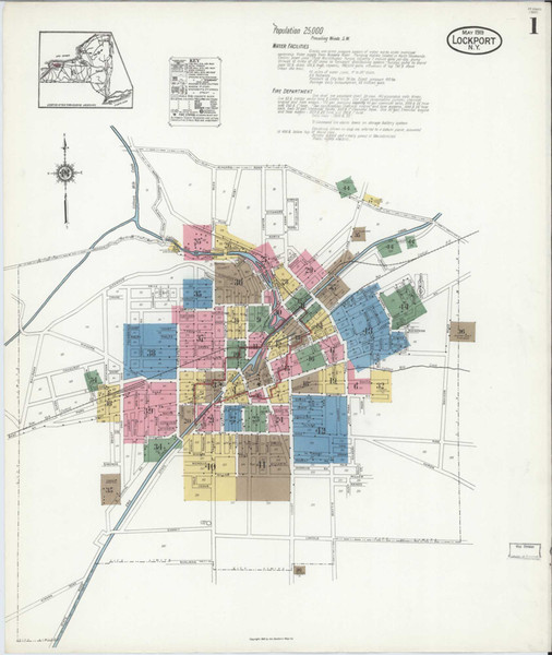 Lockport New York 1919 - Fire Insurance Index - Old Map Reprint