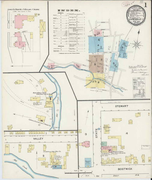 Lowville New York 1890 - Fire Insurance Index - Old Map Reprint