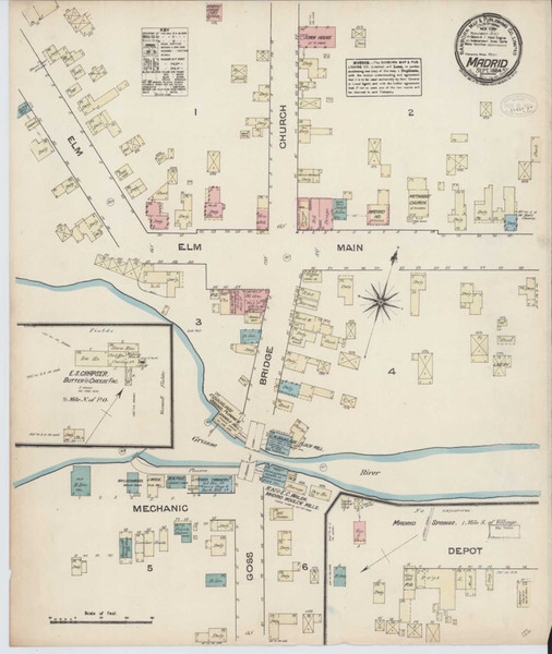 Madrid New York 1884 - Fire Insurance Index - Old Map Reprint