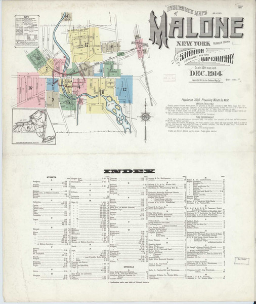 Malone New York 1914 - Fire Insurance Index - Old Map Reprint