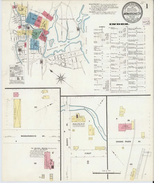 Mamaroneck New York 1908 - Fire Insurance Index - Old Map Reprint