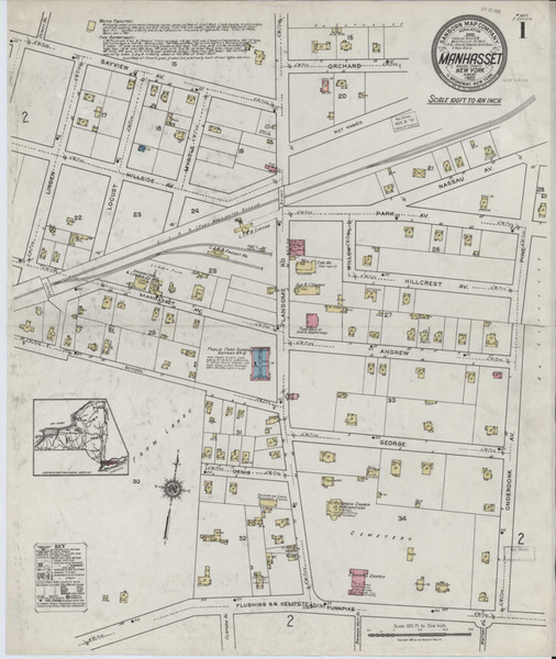 Manhasset New York 1920 - Fire Insurance Index - Old Map Reprint