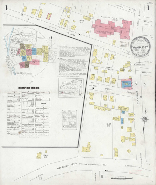 Manhasset New York 1930 - Fire Insurance Index - Old Map Reprint