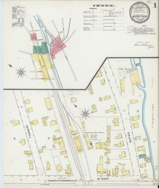 Marathon New York 1893 - Fire Insurance Index - Old Map Reprint