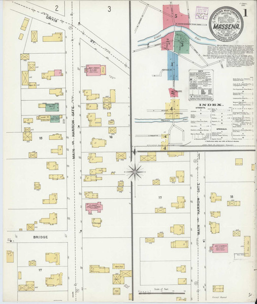 Massena New York 1905 - Fire Insurance Index - Old Map Reprint