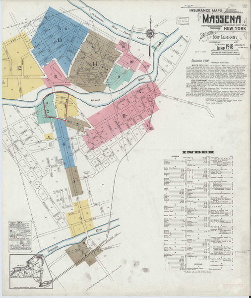 Massena New York 1918 - Fire Insurance Index - Old Map Reprint