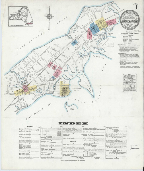 Mattituck-Southold New York 1920 - Fire Insurance Index - Old Map Reprint