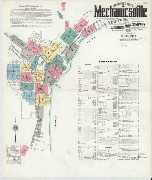 Mechanicville New York 1911 - Fire Insurance Index - Old Map Reprint