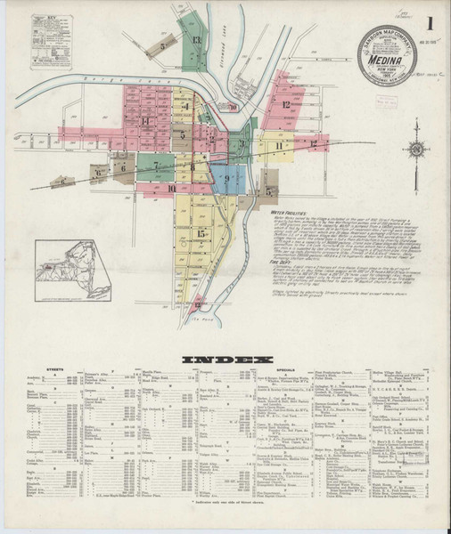 Medina New York 1915 - Fire Insurance Index - Old Map Reprint