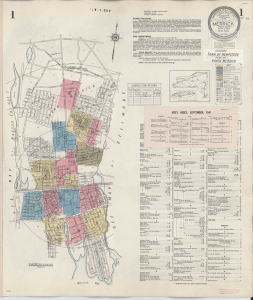 Merrick New York 1947 - Fire Insurance Index - Old Map Reprint