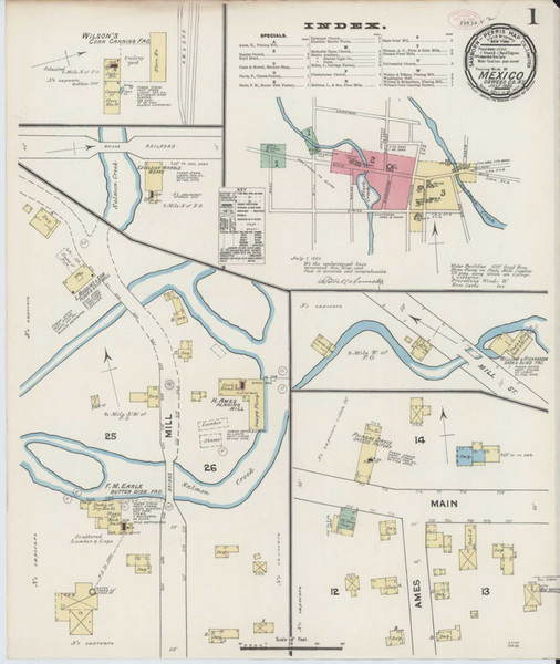 Mexico New York 1890 - Fire Insurance Index - Old Map Reprint