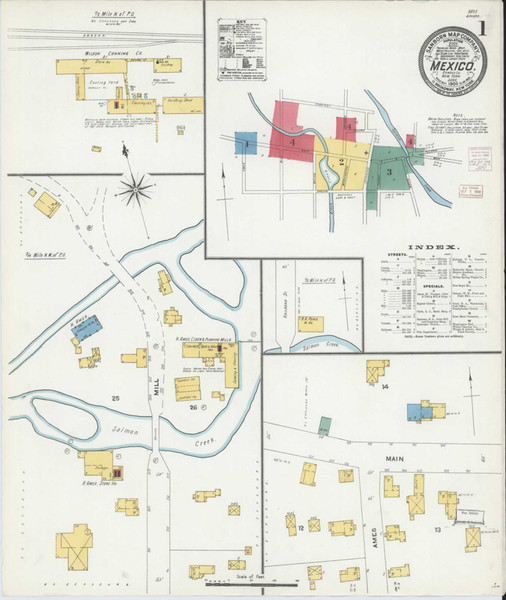 Mexico New York 1906 - Fire Insurance Index - Old Map Reprint