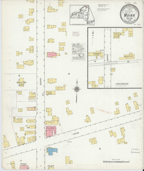 Moira New York 1915 - Fire Insurance Index - Old Map Reprint