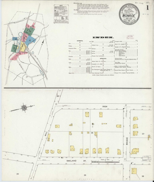 Monroe New York 1911 - Fire Insurance Index - Old Map Reprint