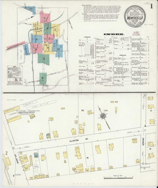 Monticello New York 1911 - Fire Insurance Index - Old Map Reprint