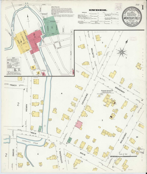 Montour Falls New York 1908 - Fire Insurance Index - Old Map Reprint