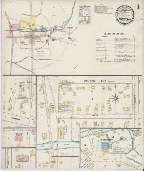 Moravia New York 1887 - Fire Insurance Index - Old Map Reprint