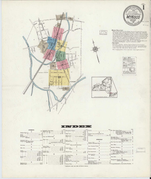 Mount Kisco New York 1916 - Fire Insurance Index - Old Map Reprint