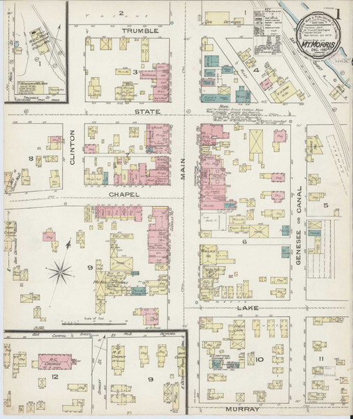 Mount Morris New York 1885 - Fire Insurance Index - Old Map Reprint