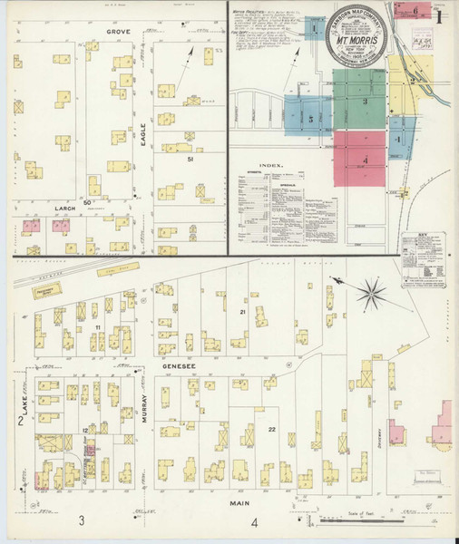 Mount Morris New York 1908 - Fire Insurance Index - Old Map Reprint