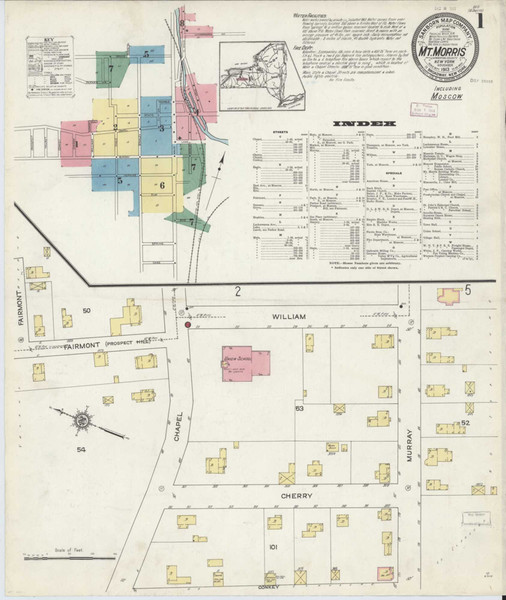 Mount Morris New York 1913 - Fire Insurance Index - Old Map Reprint