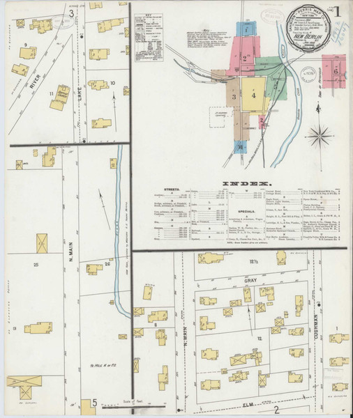 New Berlin New York 1899 - Fire Insurance Index - Old Map Reprint